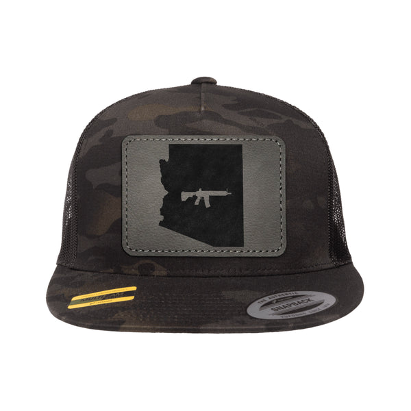 Keep Arizona Tactical Leather Patch Black Multicam Trucker Hat Snapback