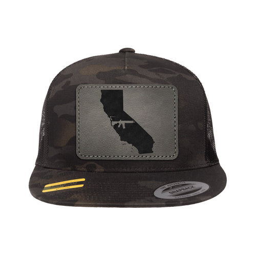 Keep California Tactical Leather Patch Black Multicam Trucker Hat Snapback