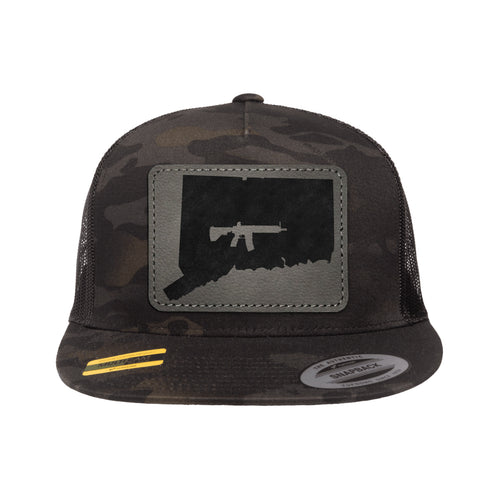 Keep Connecticut Tactical Leather Patch Black Multicam Trucker Hat Snapback