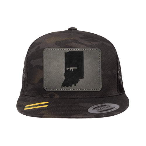 Keep Indiana Tactical Leather Patch Black Multicam Trucker Hat Snapback