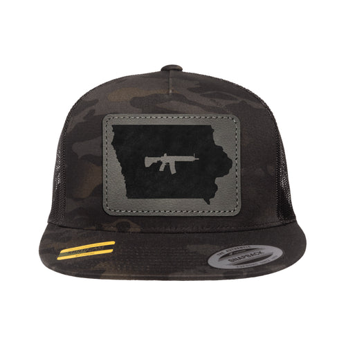 Keep Iowa Tactical Leather Patch Black Multicam Trucker Hat Snapback