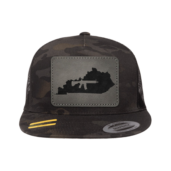 Keep Kentucky Tactical Leather Patch Black Multicam Trucker Hat Snapback