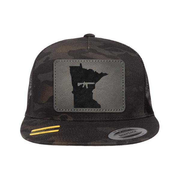 Keep Minnesota Tactical Leather Patch Black Multicam Trucker Hat Snapback