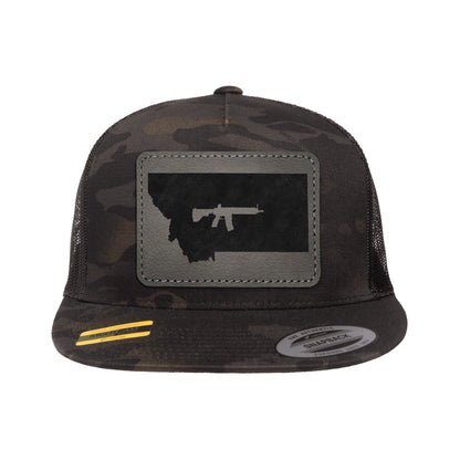 Keep Montana Tactical Leather Patch Black Multicam Trucker Hat Snapback