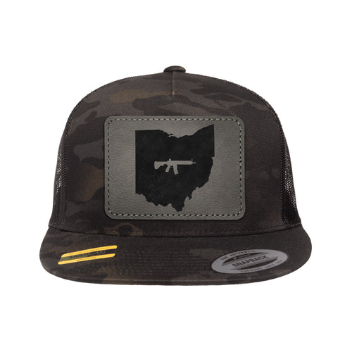 Keep Ohio Tactical Leather Patch Black Multicam Trucker Hat Snapback