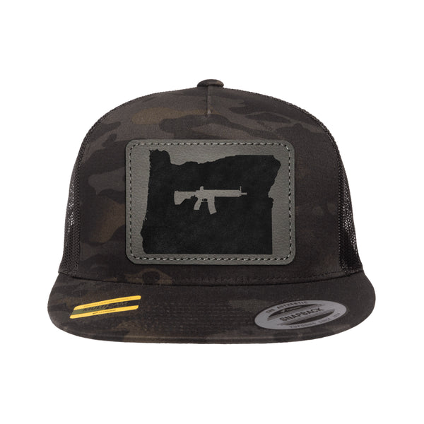 Keep Oregon Tactical Leather Patch Black Multicam Trucker Hat Snapback