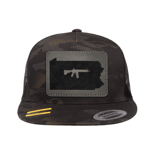 Keep Pennsylvania Tactical Leather Patch Black Multicam Trucker Hat Snapback