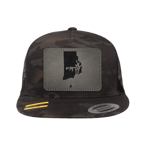 Keep Rhode Island Tactical Leather Patch Black Multicam Trucker Hat Snapback