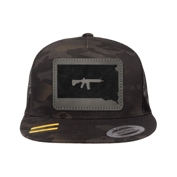 Keep South Dakota Tactical Leather Patch Black Multicam Trucker Hat Snapback