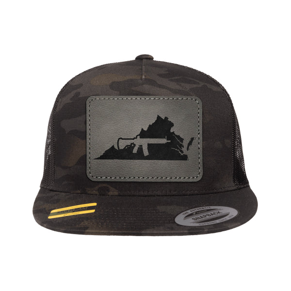 Keep Virgnia Tactical Leather Patch Black Multicam Trucker Hat Snapback