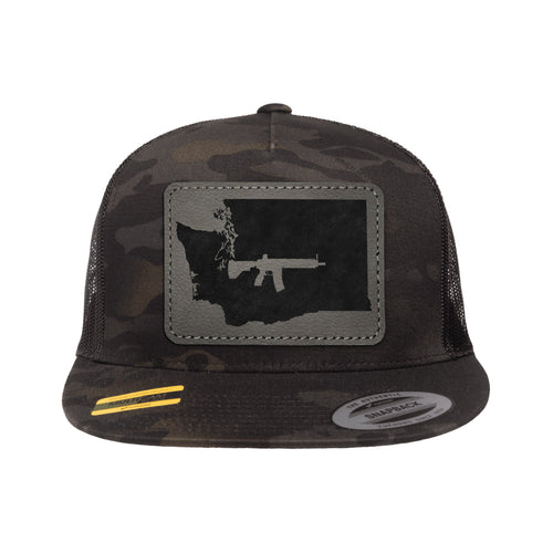 Keep Washington Tactical Leather Patch Black Multicam Trucker Hat Snapback