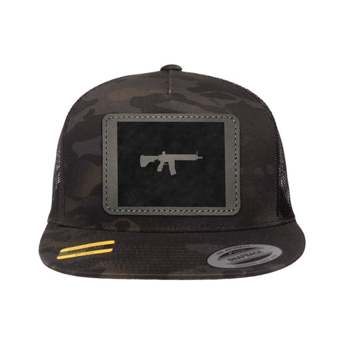 Keep Wyoming Tactical Leather Patch Black Multicam Trucker Hat Snapback