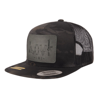 Tactical Love Leather Patch Black Multicam Trucker Hat Snapback