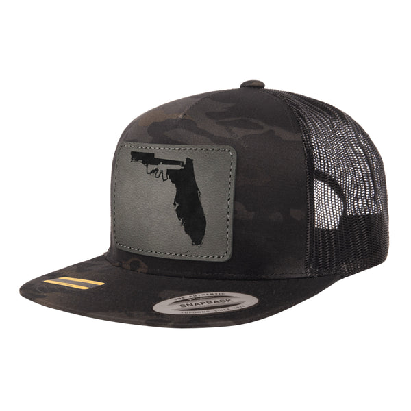Keep Florida Tactical Leather Patch Black Multicam Trucker Hat Snapback