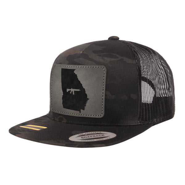 Keep Georgia Tactical Leather Patch Black Multicam Trucker Hat Snapback