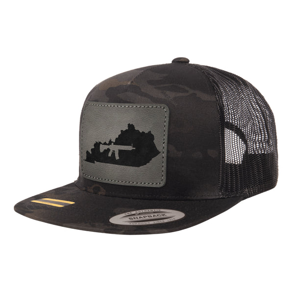 Keep Kentucky Tactical Leather Patch Black Multicam Trucker Hat Snapback