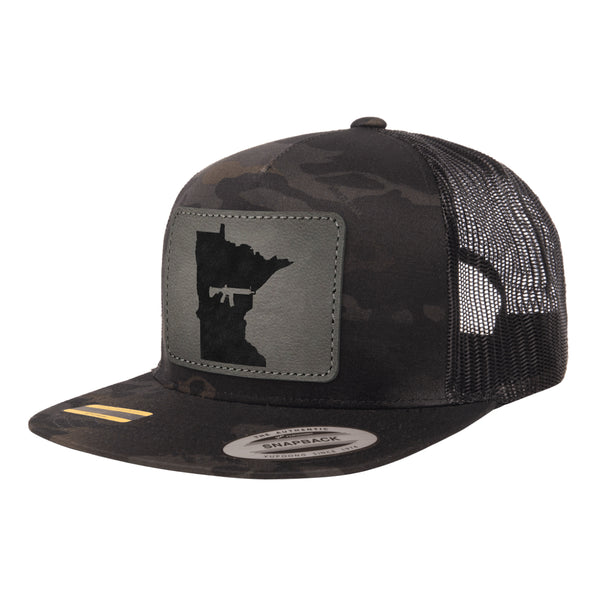 Keep Minnesota Tactical Leather Patch Black Multicam Trucker Hat Snapback