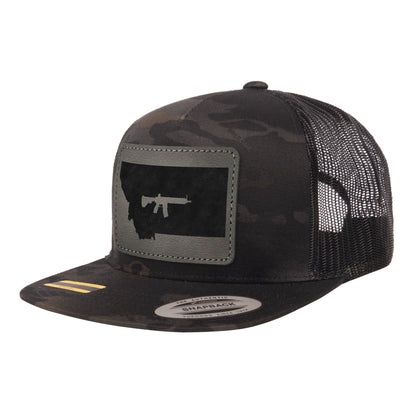 Keep Montana Tactical Leather Patch Black Multicam Trucker Hat Snapback