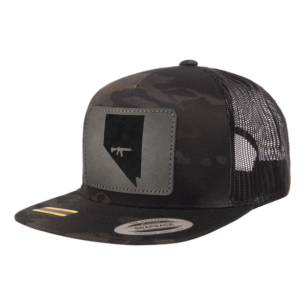 Keep Nevada Tactical Leather Patch Black Multicam Trucker Hat Snapback