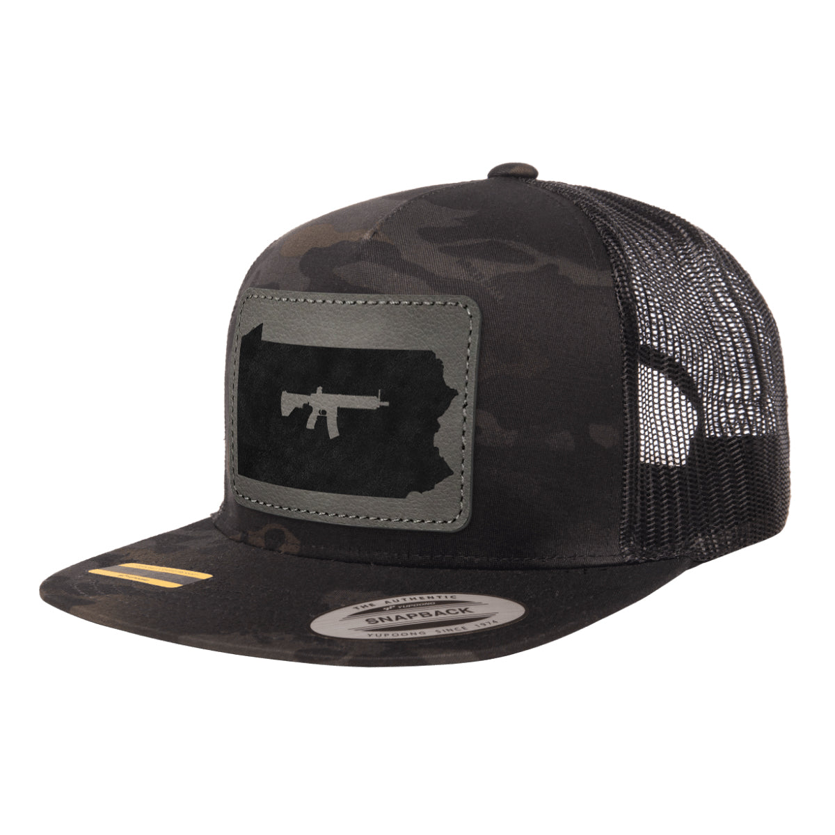 Keep Pennsylvania Tactical Leather Patch Black Multicam Trucker Hat Snapback