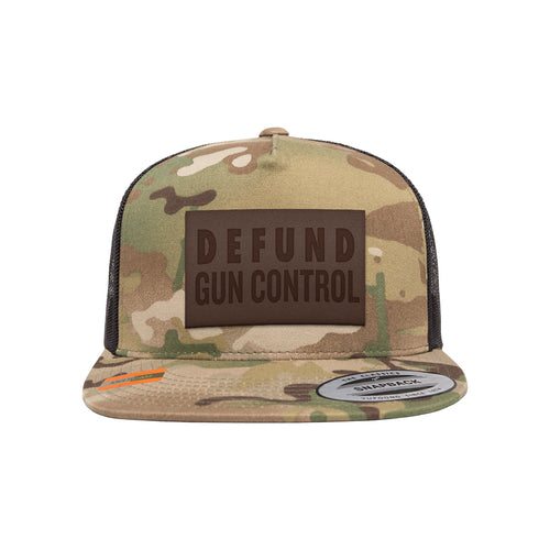 Defund Gun Control Leather Patch Arid Trucker Hat Snapback