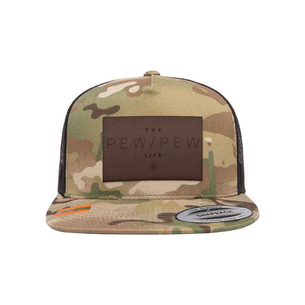 The Pew Pew Life Leather Patch Arid Trucker Hat Snapback
