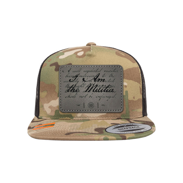I Am The Militia Leather Patch Tactical Arid Trucker Hat Snapback