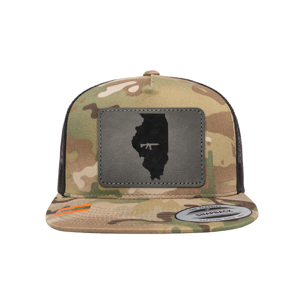 Keep Illinois Tactical Leather Patch Tactical Arid Trucker Hat Snapback