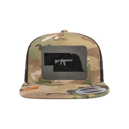 Keep Nebraska Tactical Leather Patch Tactical Arid Trucker Hat Snapback