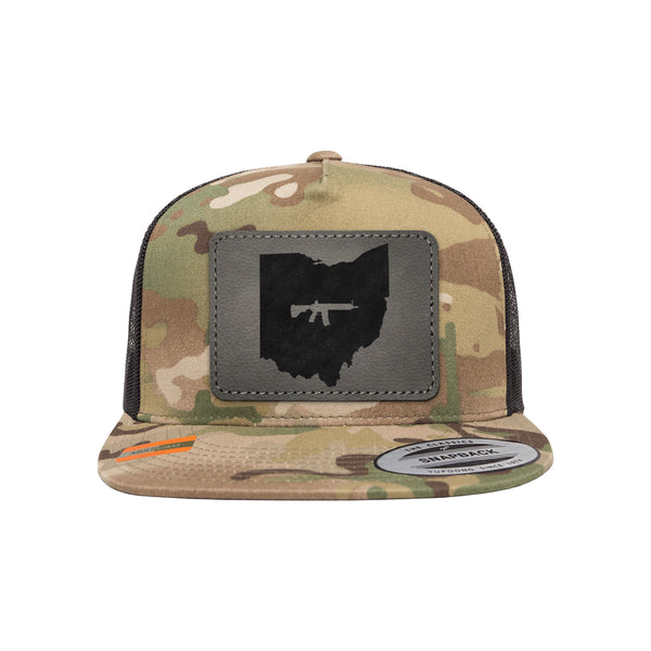 Keep Ohio Tactical Leather Patch Tactical Arid Trucker Hat Snapback