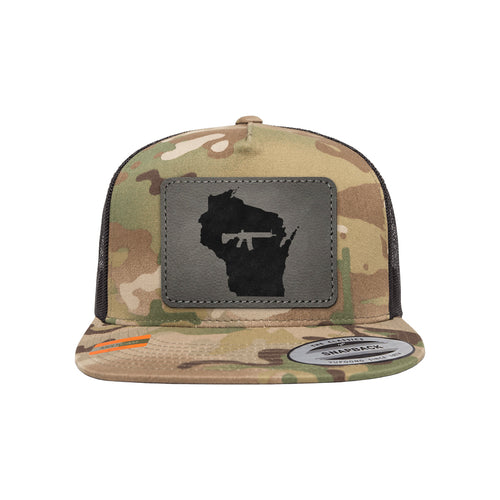 Keep Wisconsin Tactical Leather Patch Tactical Arid Trucker Hat Snapback