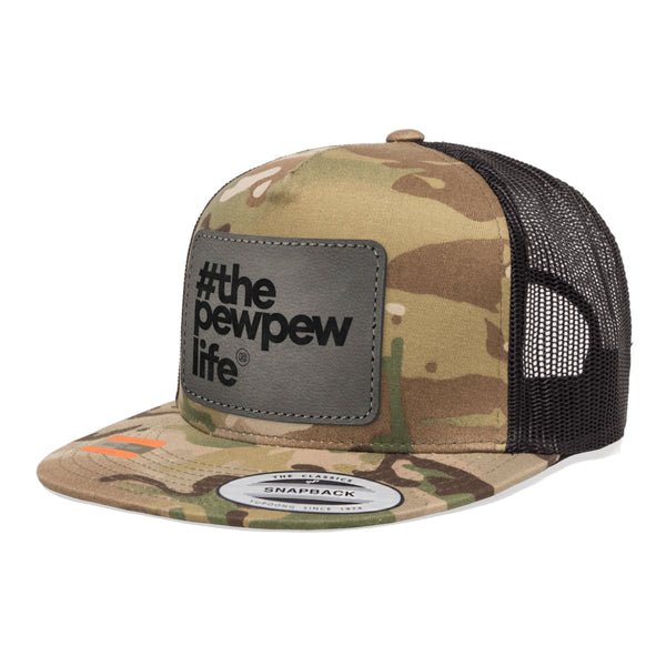 #ThePewPewLife Leather Patch Tactical Arid Trucker Hat Snapback
