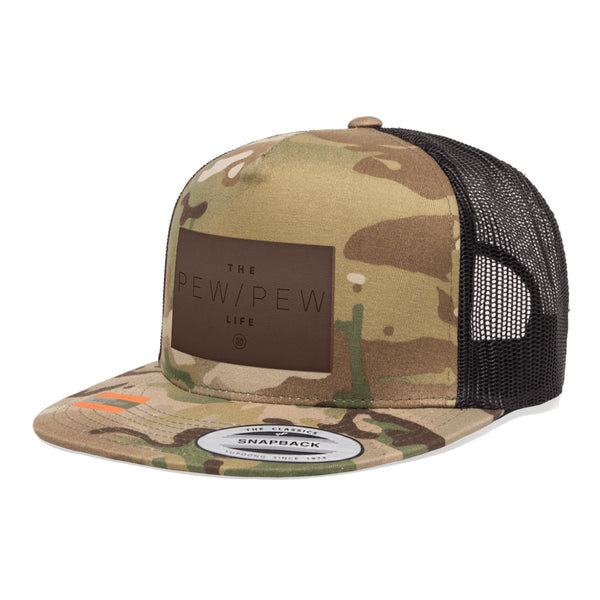 The Pew/Pew Life Leather Patch Arid Trucker Hat Snapback