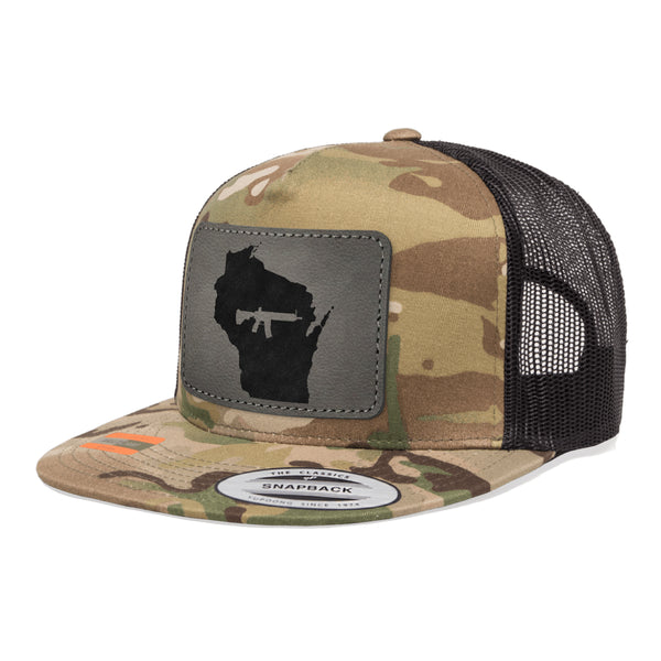 Keep Wisconsin Tactical Leather Patch Tactical Arid Trucker Hat Snapback