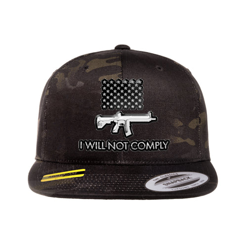 I Will Not Comply 3D Chrome Black MultiCam Snapback