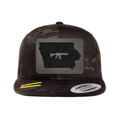 Keep Iowa Tactical Leather Patch Black Multicam Snapback