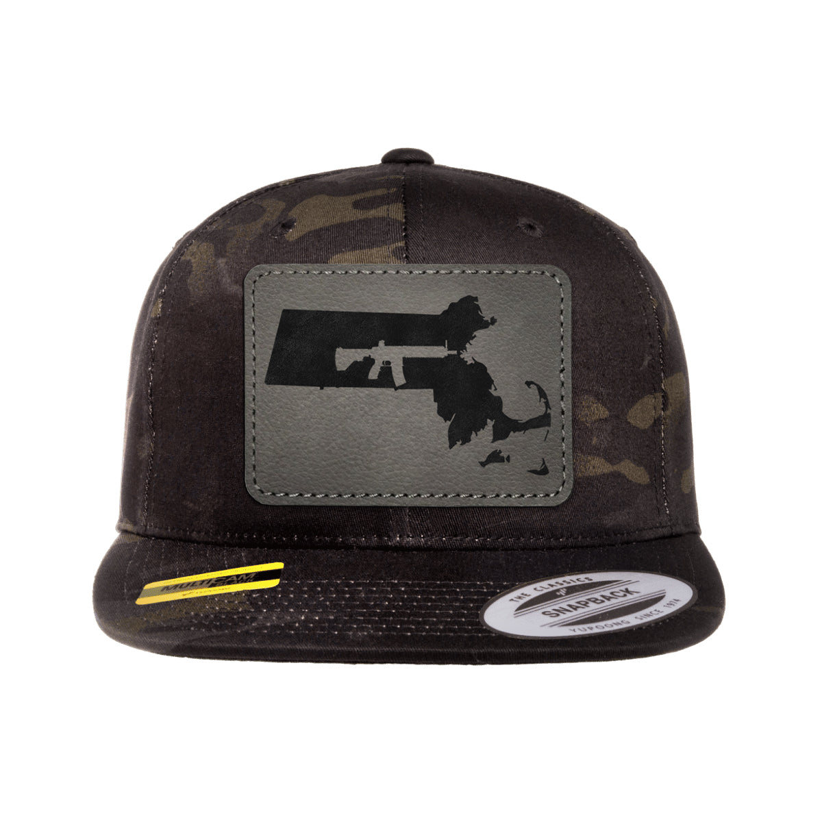 Keep Massachusetts Tactical Leather Patch Black Multicam Snapback