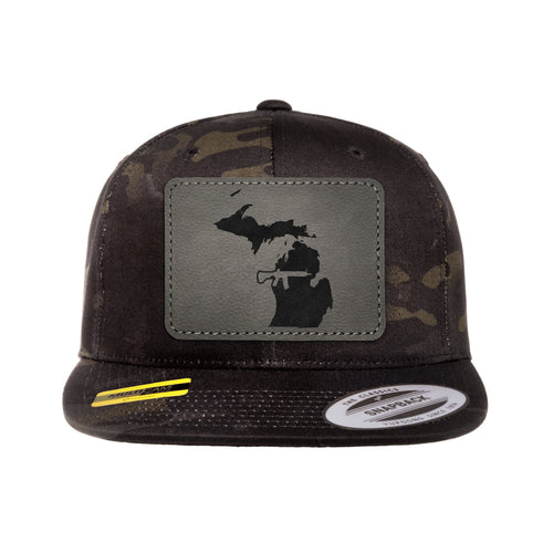 Keep Michigan Tactical Leather Patch Black Multicam Snapback