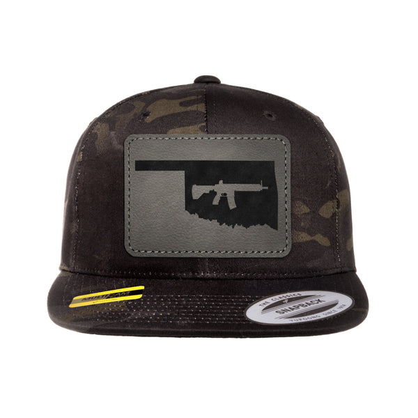 Keep Oklahoma Tactical Leather Patch Black Multicam Snapback