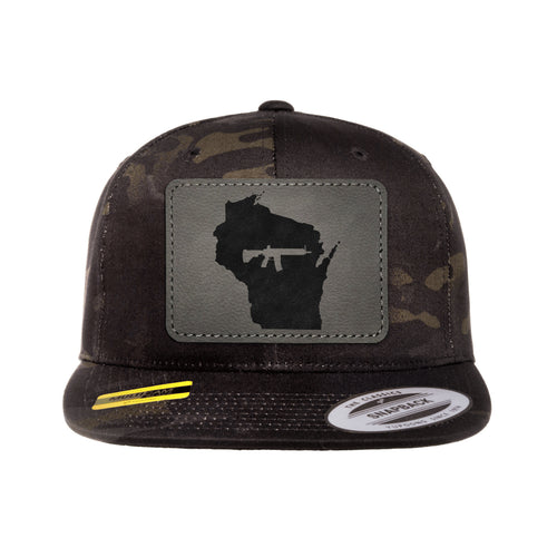 Keep Wisconsin Tactical Leather Patch Black Multicam Snapback