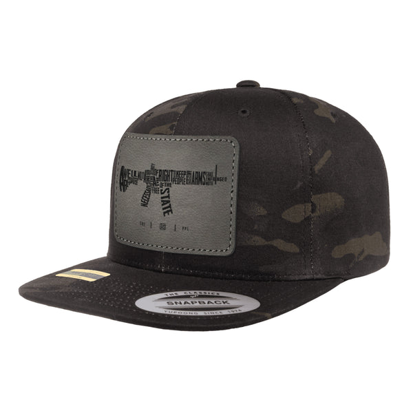 AR-15's Are Protected By The 2A Leather Patch Black MultiCam Snapback