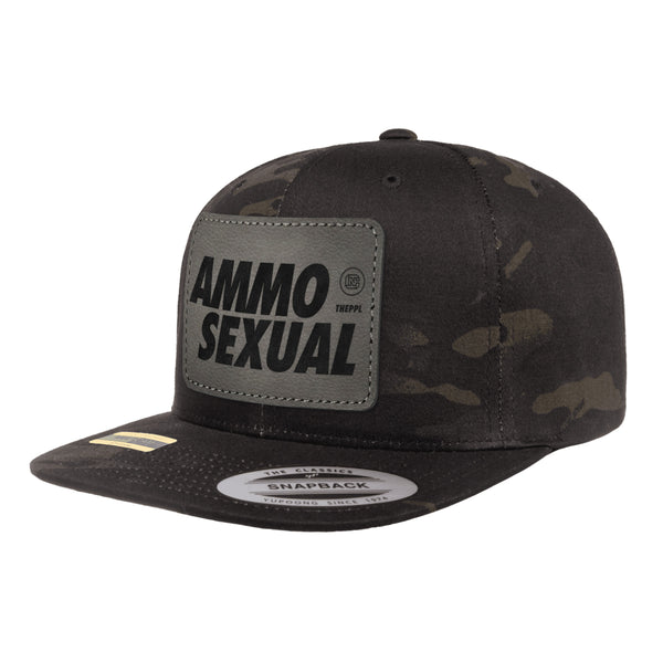 AmmoSexual Leather Patch Black MultiCam Snapback