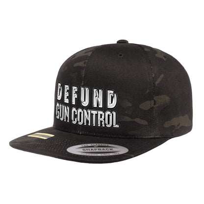 Defund Gun Control 3D Chrome Black MultiCam Snapback