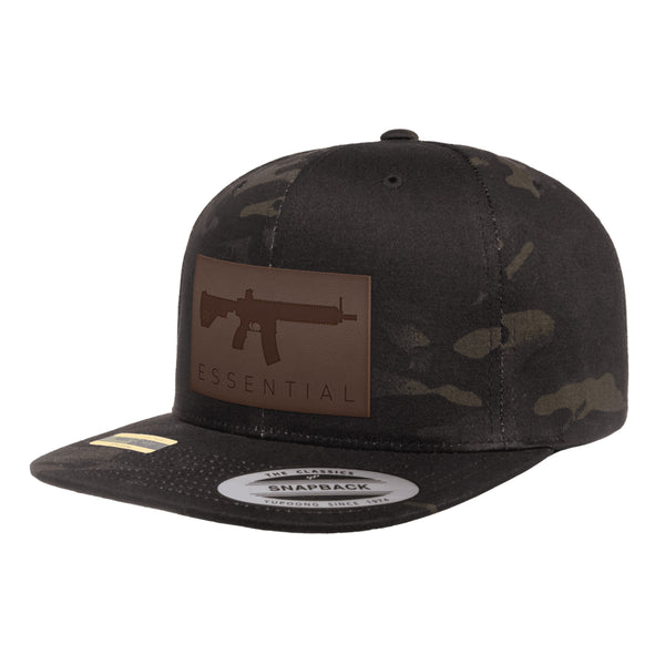 AR-15s Are Essential Leather Patch Black MultiCam Snapback