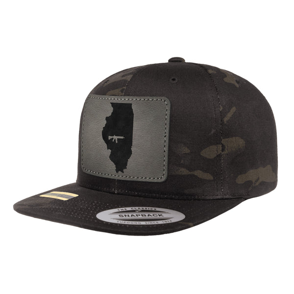 Keep Illinois Tactical Leather Patch Black Multicam Snapback