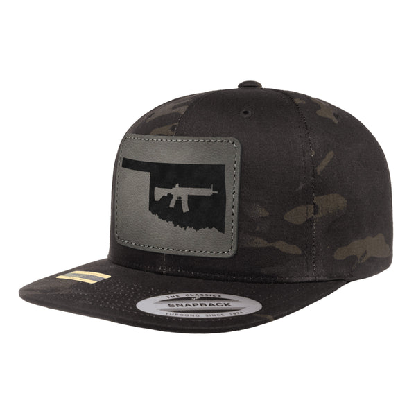 Keep Oklahoma Tactical Leather Patch Black Multicam Snapback