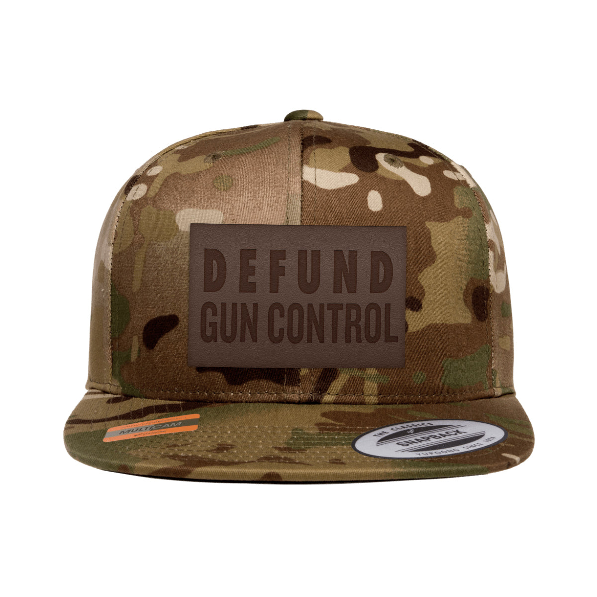 Defund Gun Control Leather Patch Arid MultiCam Snapback