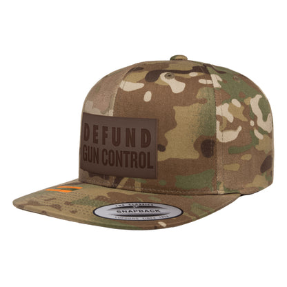 Defund Gun Control Leather Patch Arid MultiCam Snapback