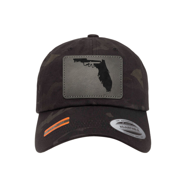 Keep Florida Tactical Leather Patch Black Multicam Dad Hat