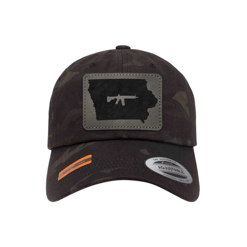 Keep Iowa Tactical Leather Patch Black Multicam Dad Hat
